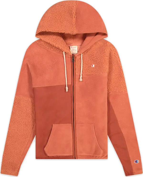 Champion Champion Patchwork Velour Fleece ZIP-UP Hoodie Žene - Dukserice i džemperi s kapulja Champion - Narančasta - 113506-F20-RS045-M - Size: M