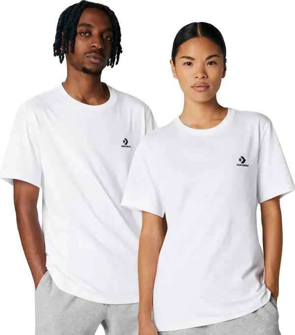 Converse Converse Go-To Embroidered Star Chevron Standard Fit T-Shirt Unisex - Majice Converse - Bijela - 10023876-A01-S - Size: S