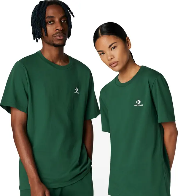 Converse Converse Go-To Embroidered Star Chevron Standard Fit T-Shirt Unisex - Majice Converse - Zelena - 10023876-A03-XXS - Size: XXS