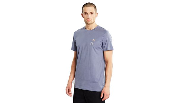 Dedicated Dedicated T-shirt Stockholm Lucas Globe Walk Stone Blue