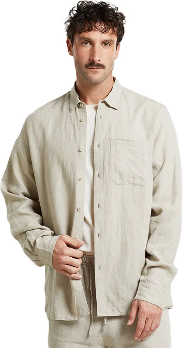 Dedicated Dedicated Shirt Rute Linen Ecru Muškarci - košulja Dedicated - Bezbojan - 21888-XL - Size: XL