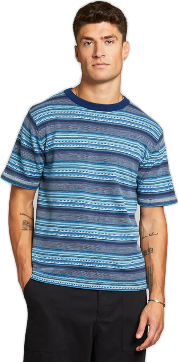Dedicated Dedicated Short Sleeve Knitted T-shirt Husum Denim Blue Muškarci - Majice Dedicated - Plava - 18539-M - Size: M