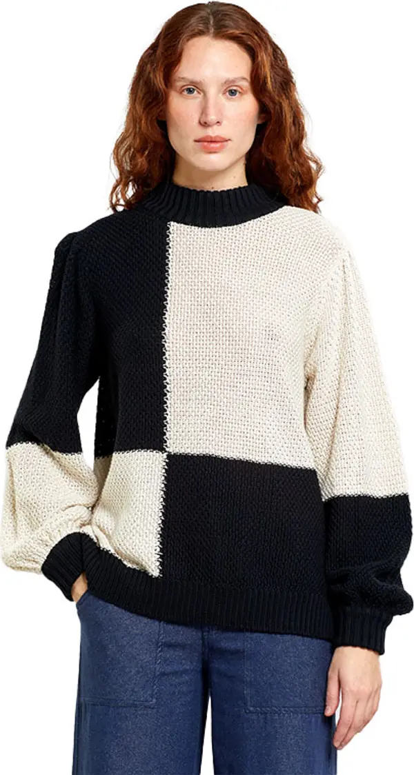 Dedicated Dedicated Sweater Knitted Rutbo Blocks Black/Vanilla White Žene - Dukserice i džemperi s kapulja Dedicated - Crna - 21313-S - Size: S