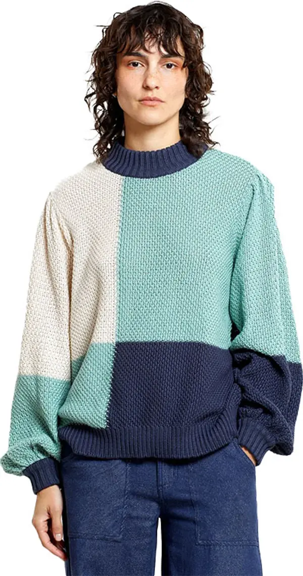 Dedicated Dedicated Sweater Knitted Rutbo Blocks Green Žene - Dukserice i džemperi s kapulja Dedicated - Zelena - 21314-S - Size: S