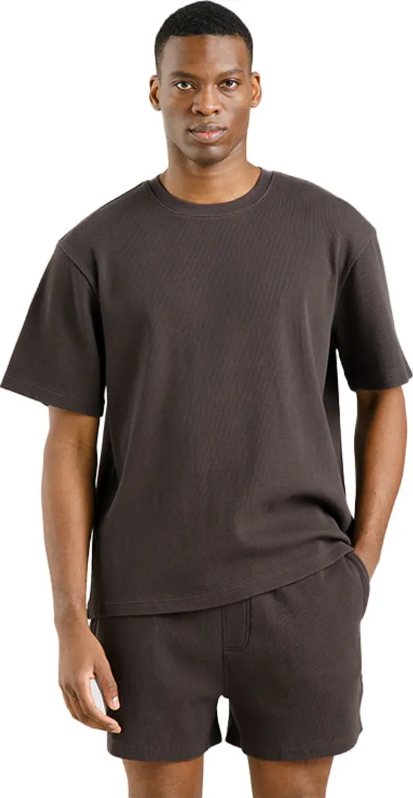 Dedicated Dedicated T-shirt Danviken Waffle Phantom Black Muškarci - Majice Dedicated - Crna - 22766-L - Size: L