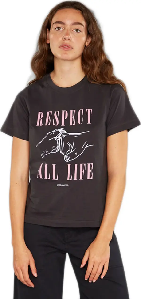 Dedicated Dedicated T-shirt Mysen Respect Life Charcoal Žene - Majice Dedicated - Siva - 16993-S - Size: S