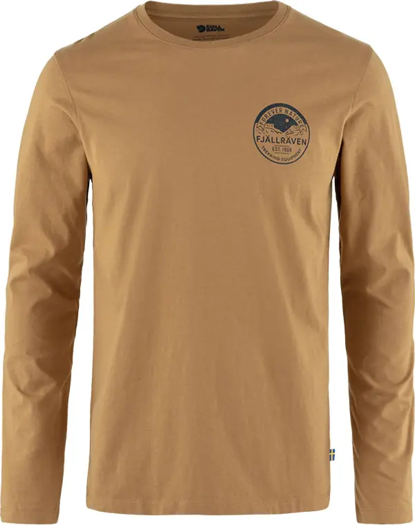 Fjällräven Fjällräven Forever Nature Badge LS M Muškarci - Majice Fjällräven - Smeđa - F87303-232-S - Size: S
