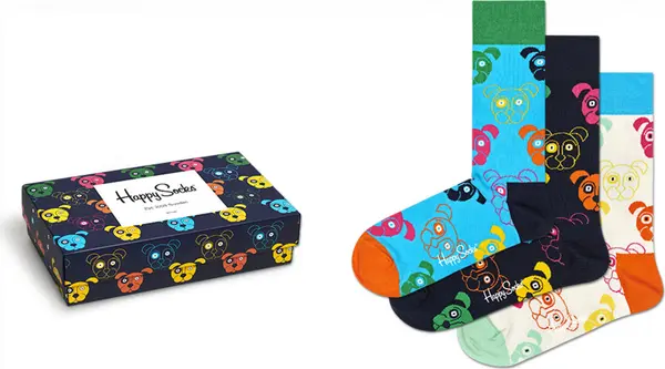 Happy Socks Happy Socks 3-Pack Mixed Dog Socks Gift Set Unisex - Nogavice Happy Socks - Velikobojan - XDOG08-0100-7.5-11.5 - Size: 7.5-11.5