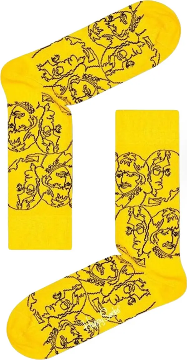 Happy Socks Happy Socks Beatles Lines Sock Unisex - Nogavice Happy Socks - Žuta - BEA01-2203-4-7 - Size: 4-7