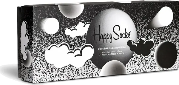 Happy Socks Happy Socks Black and White Socks Gift Set 4-Pack Unisex - Nogavice Happy Socks - Višebojna - XBLW09-9101-4-7 - Size: 4-7