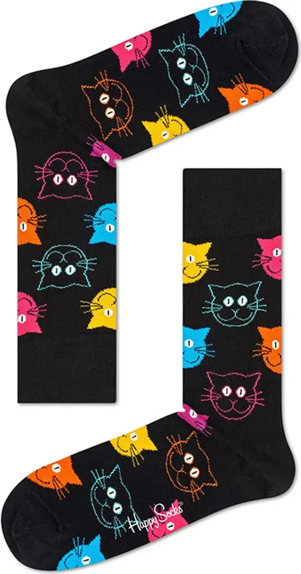 Happy Socks Happy Socks Cat Sock Unisex - Nogavice Happy Socks - Crna - MJA01-9050-4-7 - Size: 4-7