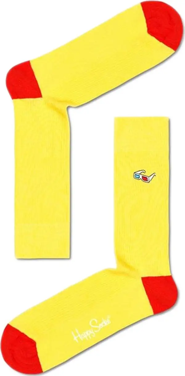 Happy Socks Happy Socks Ribbed Embroidery 3D Glasses Unisex - Nogavice Happy Socks - Žuta - REGLA01-2000-7.5-11.5 - Size: 7.5-11.5
