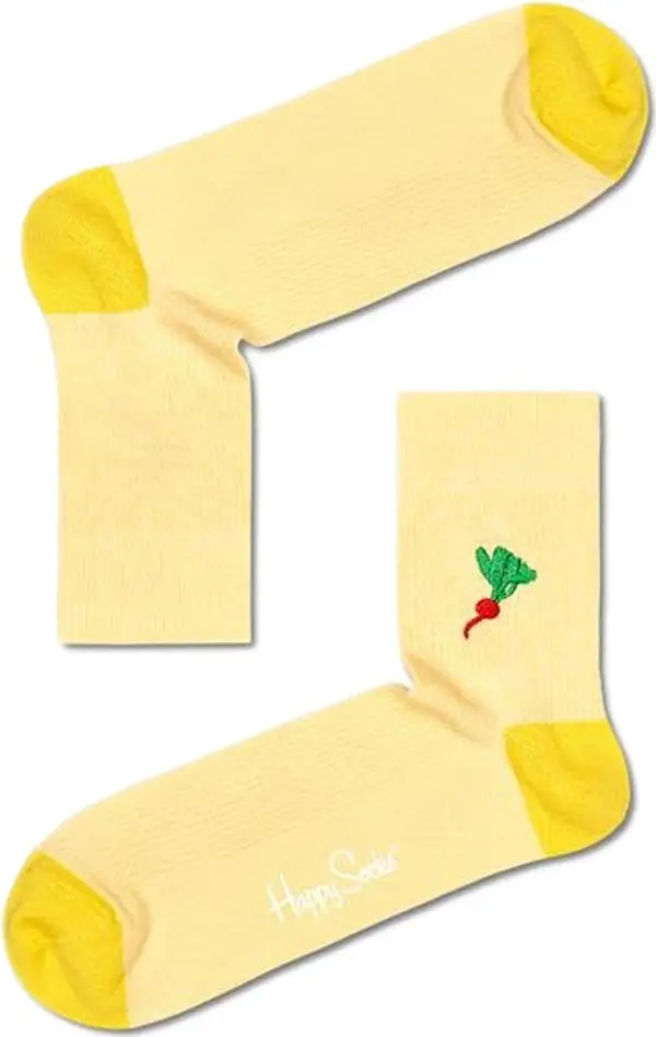 Happy Socks Happy Socks Ribbed Embroidery Veggi 1/2 Crew Sock Unisex - Nogavice Happy Socks - Žuta - REVVEG13-2000-4-7 - Size: 4-7