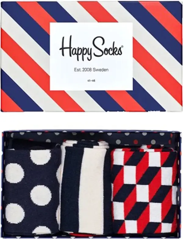 Happy Socks Happy Socks Stripe Gift Box Unisex - Nogavice Happy Socks - Velikobojan - XSTR08-6000-4-7 - Size: 4-7