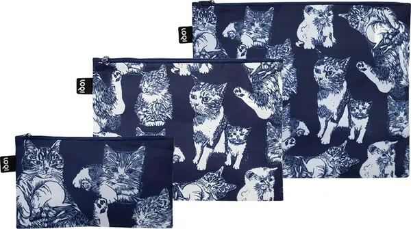 LOQI Loqi Red Poppy Bee - Cats Recycled Zip Pockets Unisex - Ruksaci i torbe LOQI - Plava - ZP.RP.CA-One-size - Size: One size
