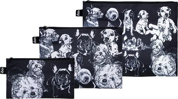 LOQI Loqi Red Poppy Bee - Dogs Recycled Zip Pockets Unisex - Ruksaci i torbe LOQI - Plava - ZP.RP.DO-One-size - Size: One size