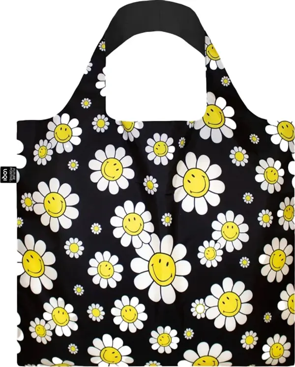LOQI Loqi Smiley flower Back Unisex - Ruksaci i torbe LOQI - Crna - SM.FB-One-size - Size: One size
