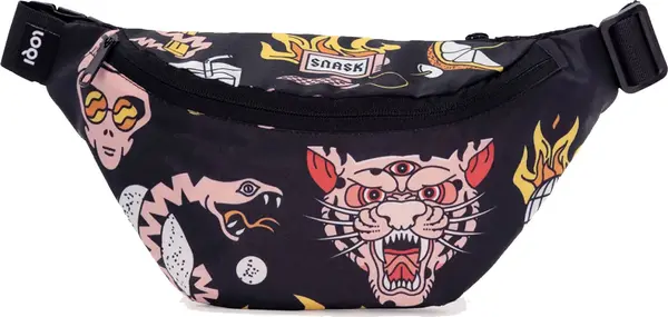 LOQI Loqi SNASK Tiger Snake Beer Black Recycled Bumbag Unisex - Ruksaci i torbe LOQI - Plava - BB.SN.TB-One-size - Size: One size