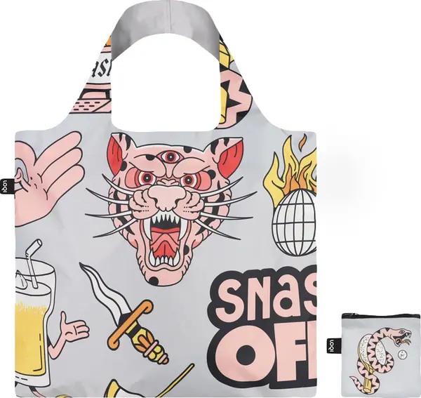 LOQI Loqi Snask Tiger Snake Grey Recycled Bag Unisex - Ruksaci i torbe LOQI - Siva - SN.TG.R-One-size - Size: One size