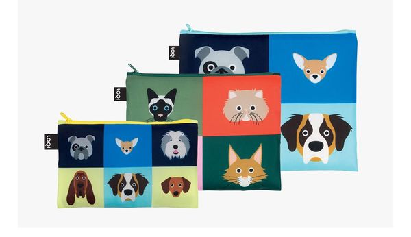 Loqi Loqi STEPHEN CHEETHAM - Cats & Dogs Recycled Zip Pockets