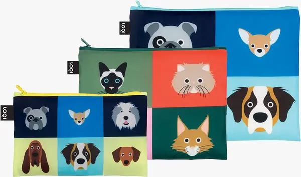 LOQI Loqi STEPHEN CHEETHAM - Cats & Dogs Recycled Zip Pockets Unisex - Ruksaci i torbe LOQI - Velikobojan - ZP.SC.CR-One-size - Size: One size