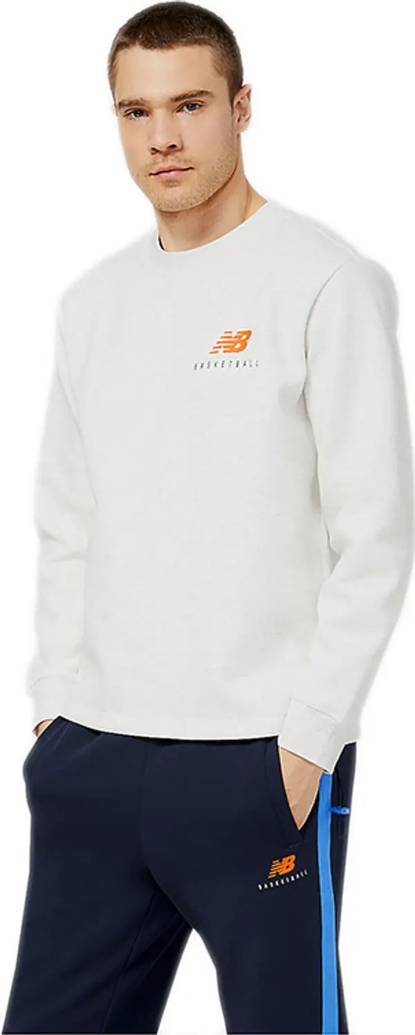 New Balance New Balance Hoops Abstract Crew Muškarci - Majice New Balance - Siva - MT23586SAH-M - Size: M