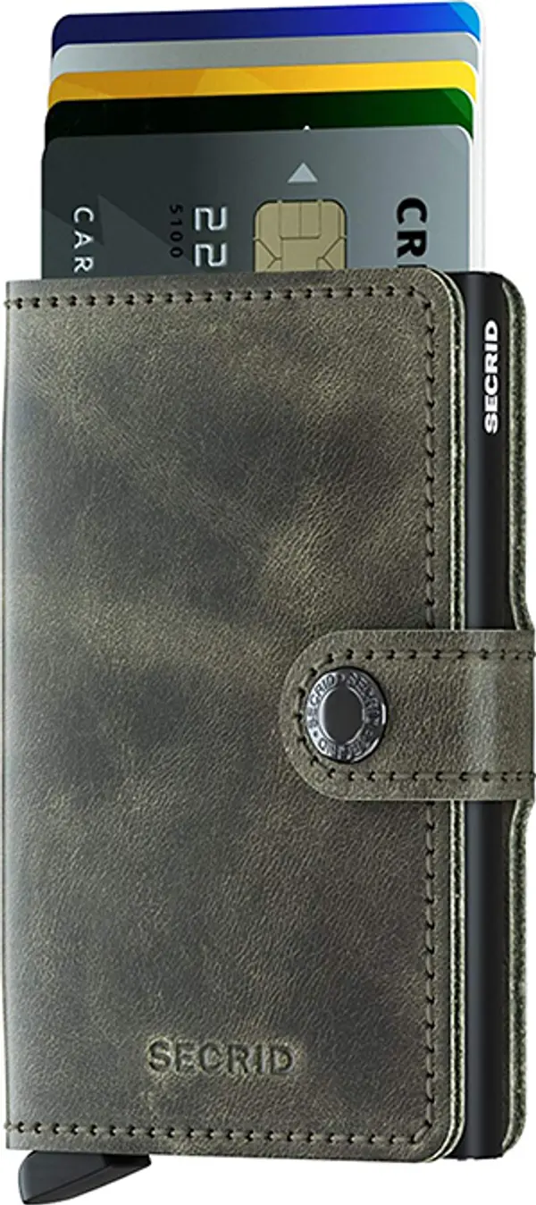 Secrid Secrid Miniwallet Vintage Olive-Black Unisex - Novčanik Secrid - Crna - MV-OLIVE-BLACK-One-size - Size: One size