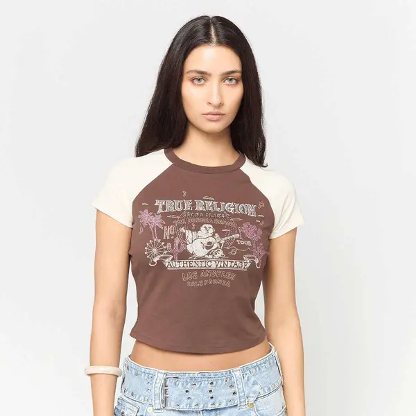 True Religion Contrast Raglan Baby Tee