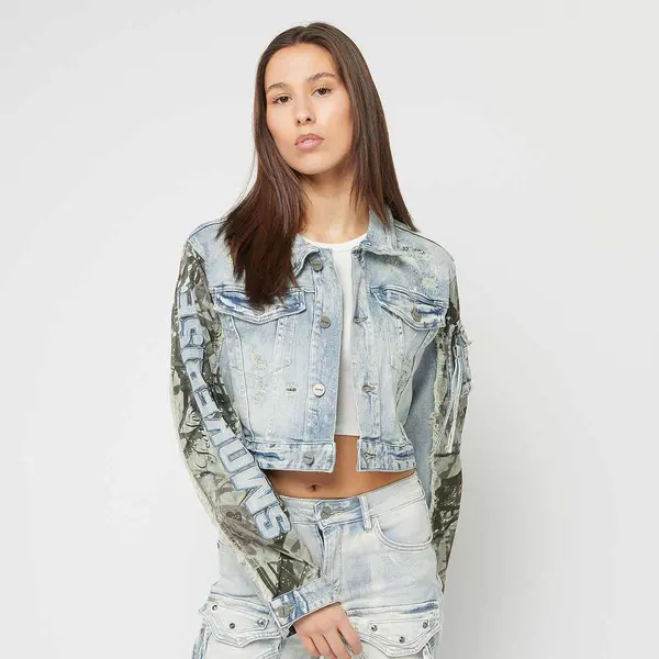 Smoke Rise Denim Trucker Nylon Mixed Media Jacket
