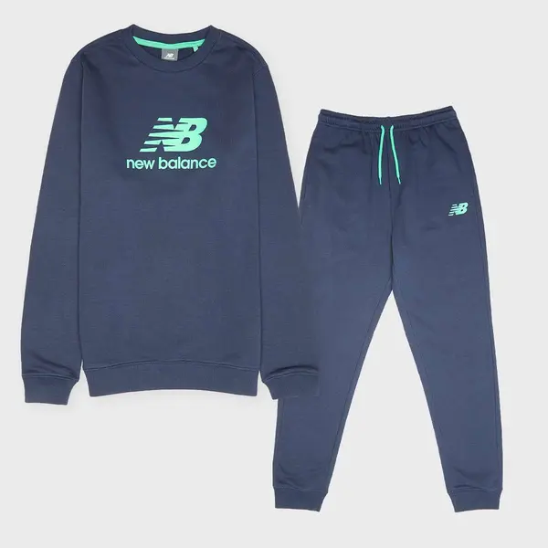New Balance French Terry Stacked Logo Crew & Jog Set