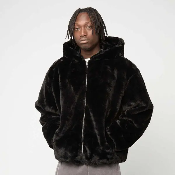 Urban Classics Full Zip Faux Fur Hoodie