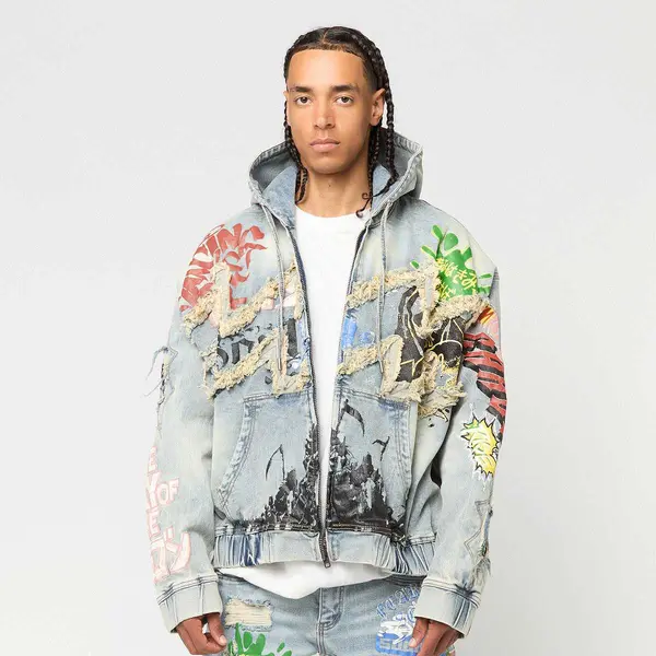 Smoke Rise Graffiti Denim Jacket