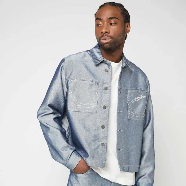Karl Kani Jeans Cropped Silver Denim Jacket