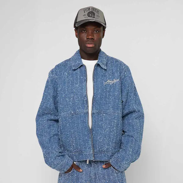 Karl Kani Jeans Distressed Zip Denim Jacket
