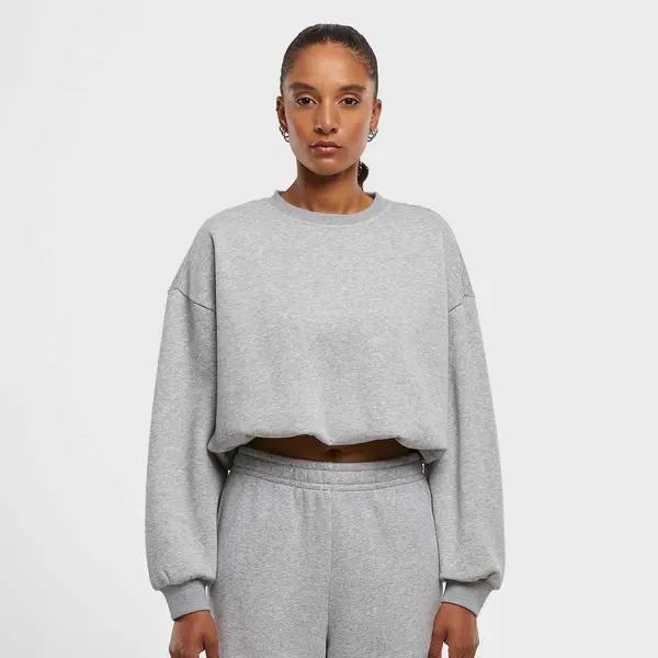 Urban Classics Ladies Cropped Gathered Sweatshirt