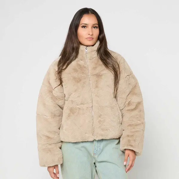 Urban Classics Ladies Short Faux Fur Puffer Jacket