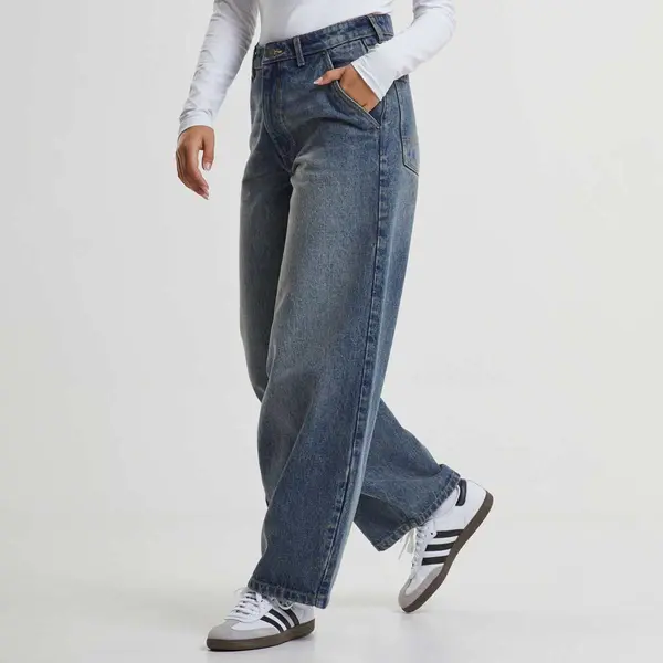Urban Classics Ladies Tapered Baggy Jeans dirty washed