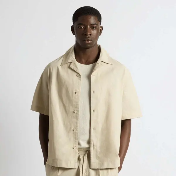 Burocs Linen Blend Short Sleeve Shirt