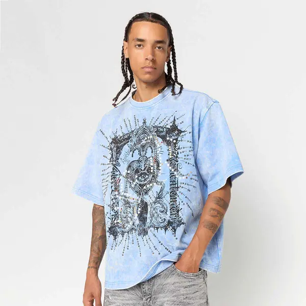 Smoke Rise MEMENTO MORI STUDDED TEE ALLURE BLUE