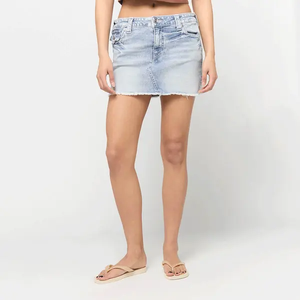 True Religion Sadie Mini Denim Skirt Flap