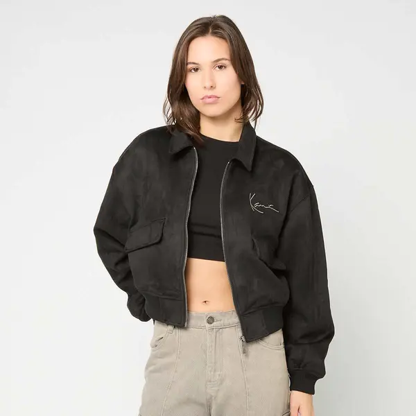 Karl Kani Signature Faux Suede Oversized Bomber Jacket