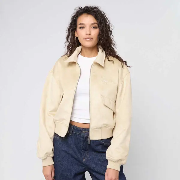 Karl Kani Signature Faux Suede Oversized Bomber Jacket