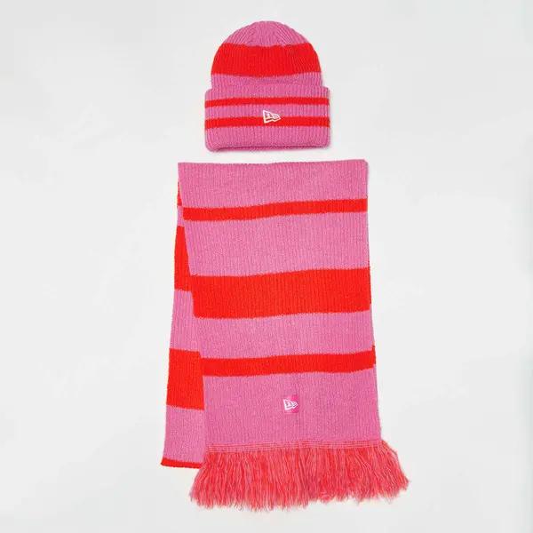 new era Stripe Scarf Beanie Set (2 Piece)