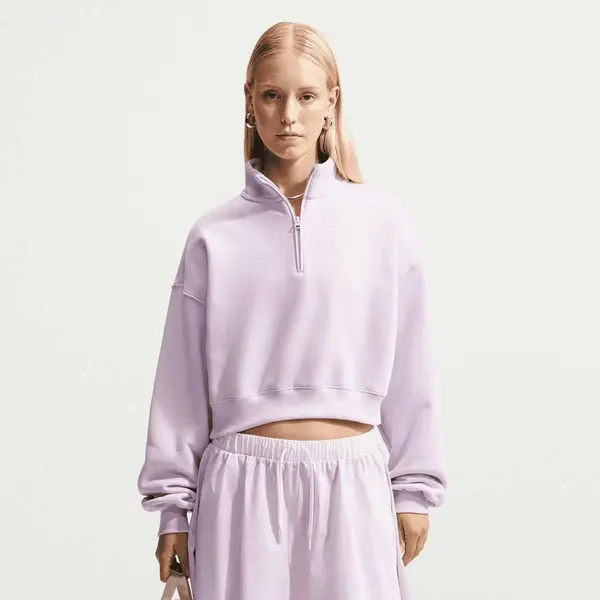 Nike Studio Fleece Medium Weight Oversized 1/4-Zip Cropped Top