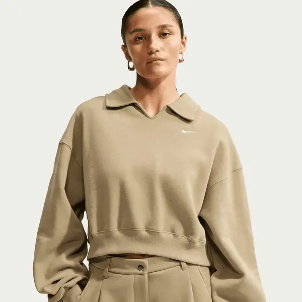 Nike Studio Fleece Medium Weight Oversized Crop Polo