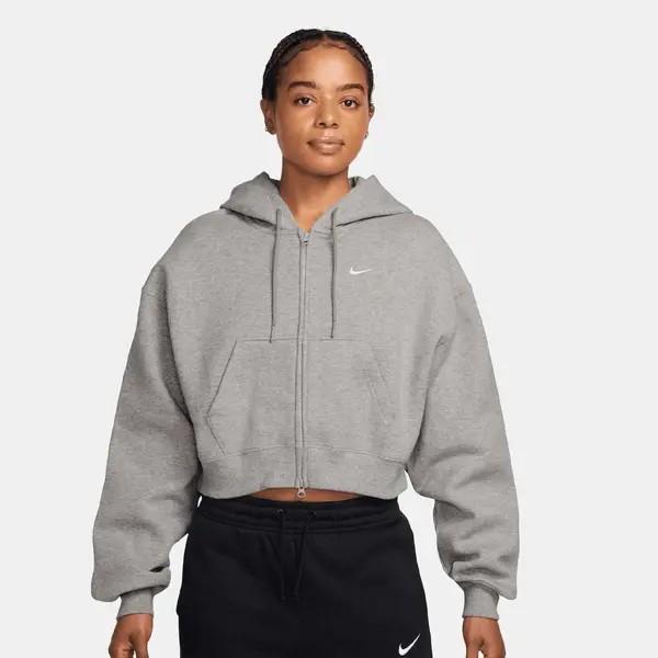 Nike Studio Fleece Mid Waist Oversized Crop Full Zip Hoodie
