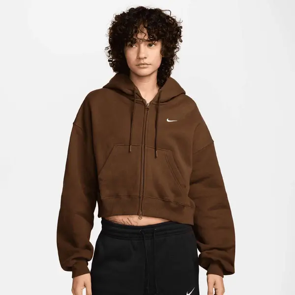 Nike Studio Fleece Oversized Cropped Full-Zip Hoodie