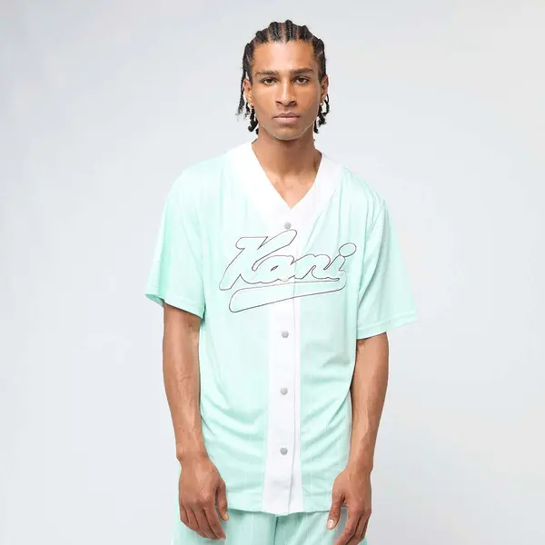 Karl Kani Varsity Logo Pinstripe Baseball Shirt