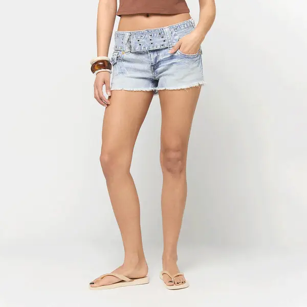True Religion Wide Belt Joey Low Rise Short Flap