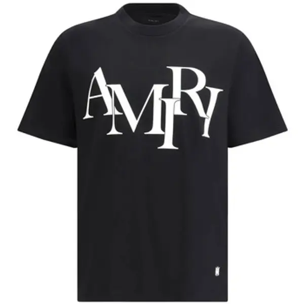Amiri Amiri  Majice kratkih rukava STAGGERED LOGO TEE BLACK  Amiri